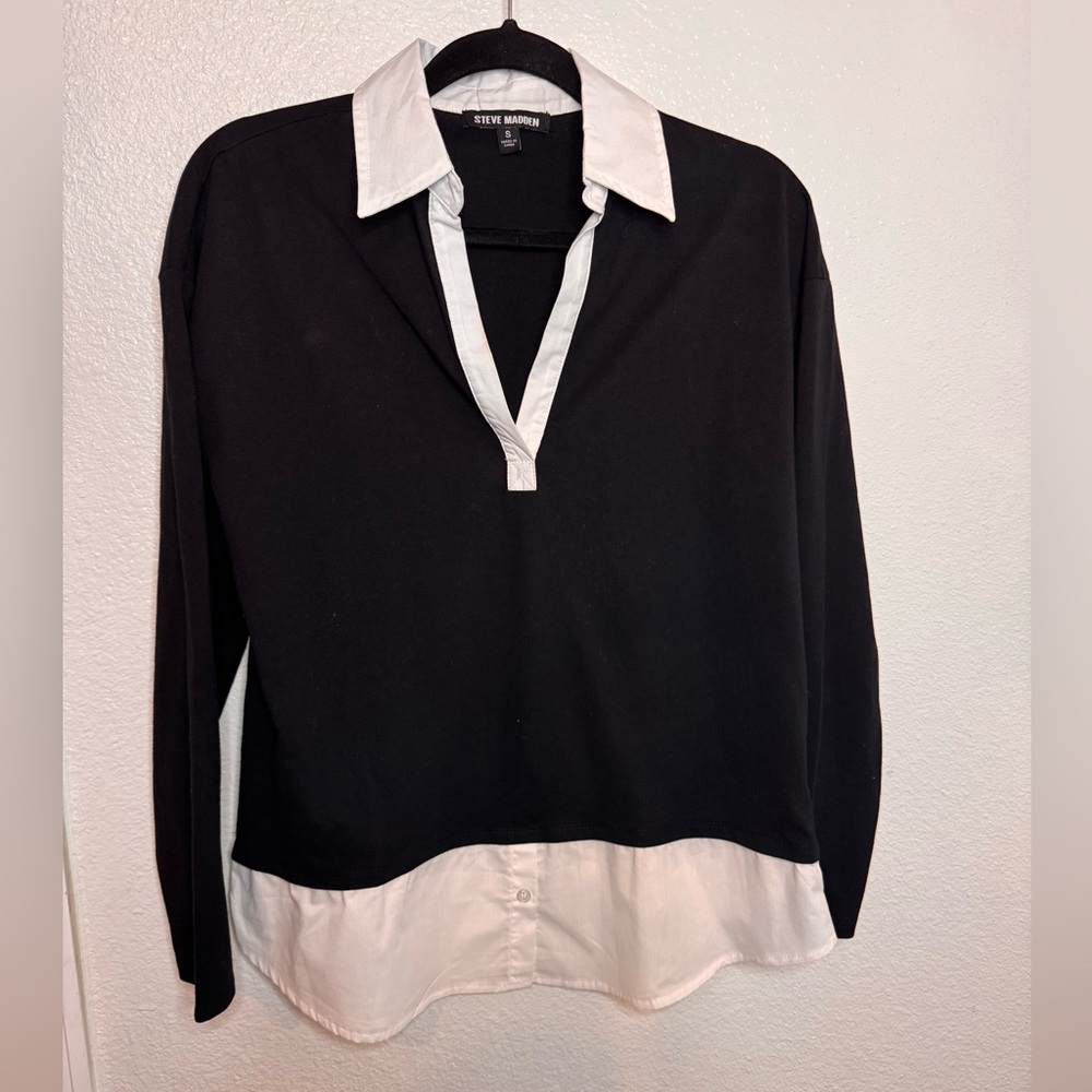Steve Madden Black and White Women's Top